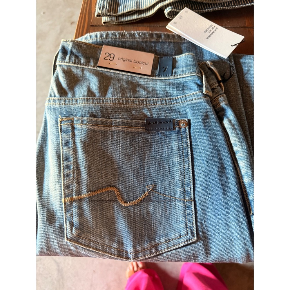 7 For All Mankind Original Bootcut Jeans Distressed Blue Denim NWT Sz 29 - Picture 5 of 5